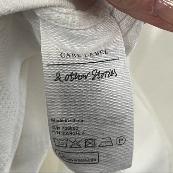 & Other Stories White Cotton Blend LS  Shirt Dress, Beach, Resort, Lounge, 10 - Picture 9 of 10